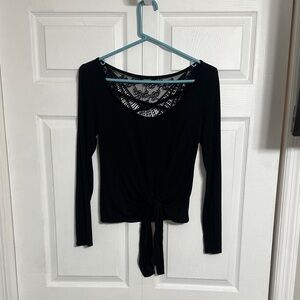 Elegant Black Lace-Trimmed Women's Top